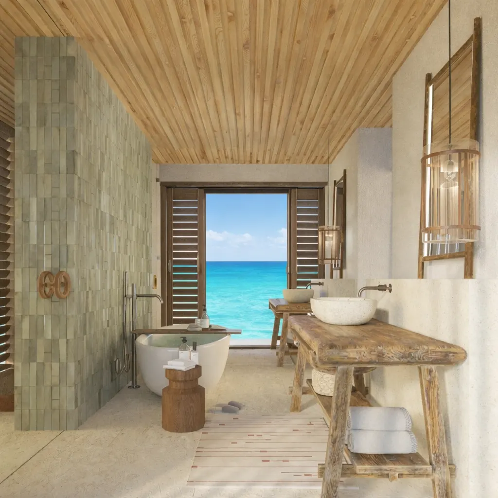 Luxury Bathroom with Ocean View