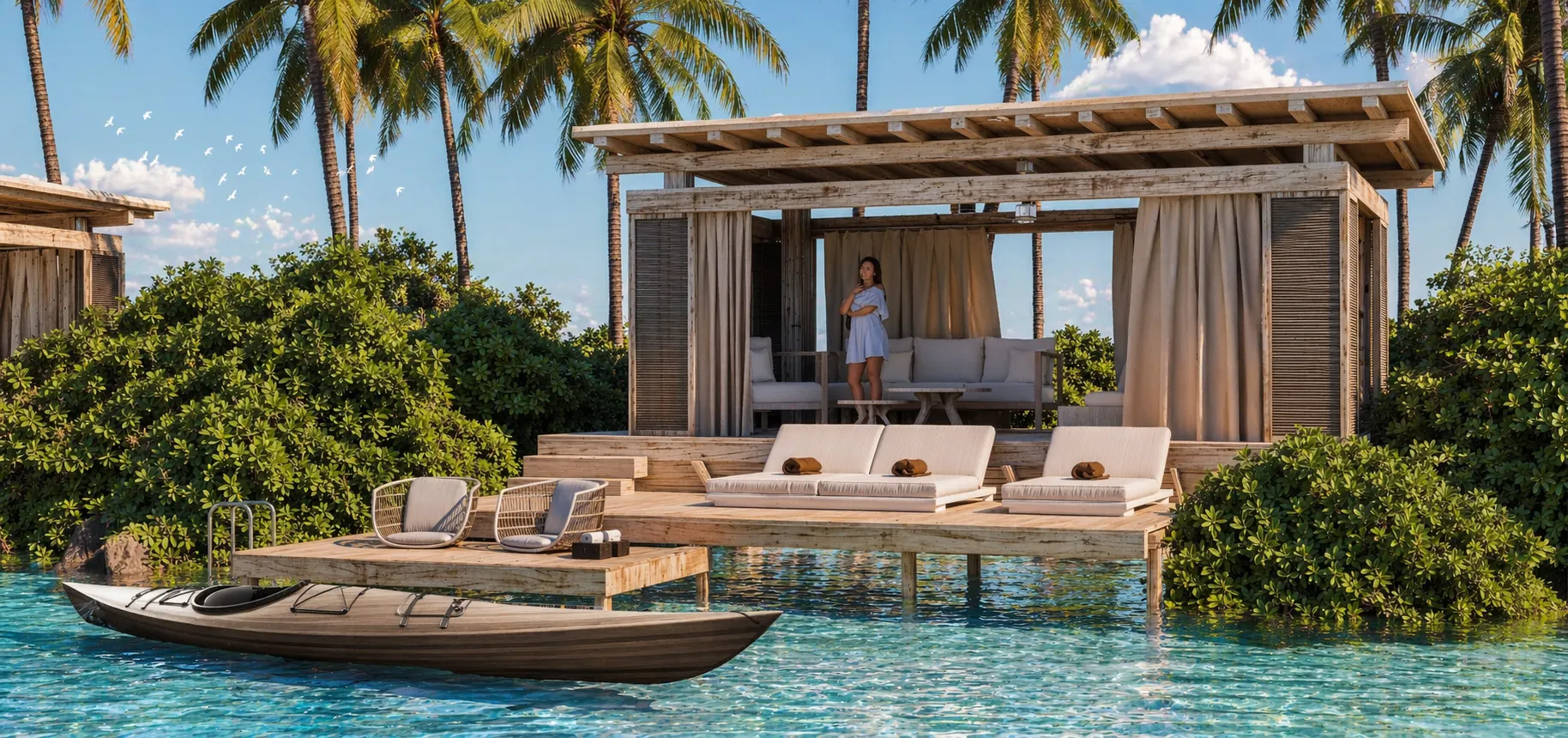 Beach cabana on the sand